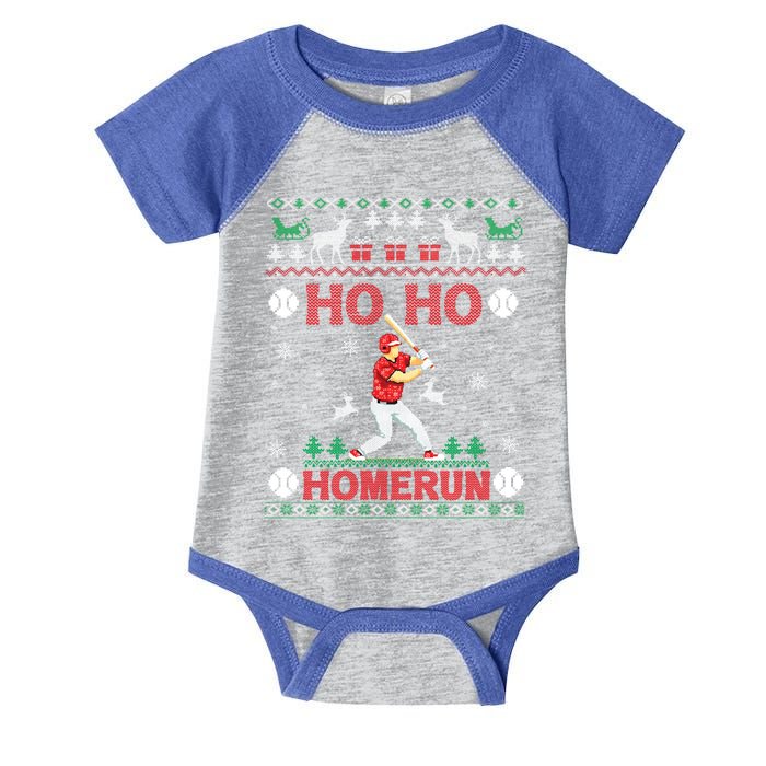 Ho Ho Homerun Baseball Player Ugly Christmas Hitter Funny Gift Infant Baby Jersey Bodysuit