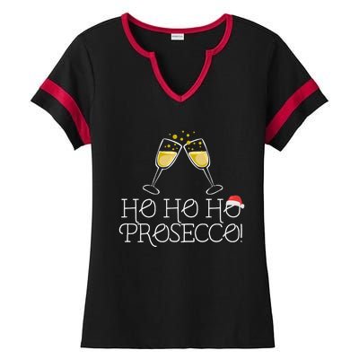 Ho Ho Ho Prosecco Funny Christmas Wine Spirit Holiday Meme Cute Gift Ladies Halftime Notch Neck Tee