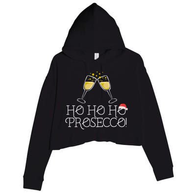 Ho Ho Ho Prosecco Funny Christmas Wine Spirit Holiday Meme Cute Gift Crop Fleece Hoodie