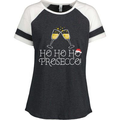 Ho Ho Ho Prosecco Funny Christmas Wine Spirit Holiday Meme Cute Gift Enza Ladies Jersey Colorblock Tee