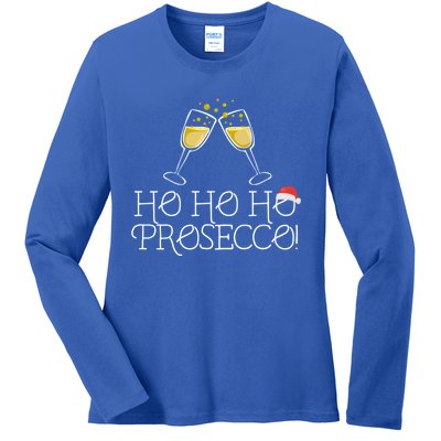 Ho Ho Ho Prosecco Funny Christmas Wine Spirit Holiday Meme Cute Gift Ladies Long Sleeve Shirt