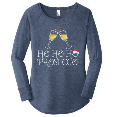 Ho Ho Ho Prosecco Funny Christmas Wine Spirit Holiday Meme Cute Gift Women's Perfect Tri Tunic Long Sleeve Shirt