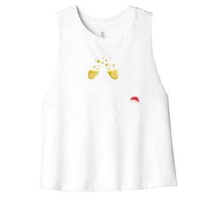 Ho Ho Ho Prosecco Funny Christmas Wine Spirit Holiday Meme Cute Gift Women's Racerback Cropped Tank