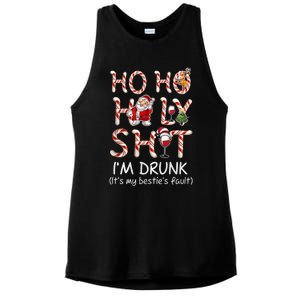 Ho Ho Holy Shit IM Drunk Wine Santa Christmas Gift Ladies PosiCharge Tri-Blend Wicking Tank