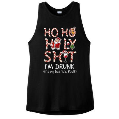 Ho Ho Holy Shit IM Drunk Wine Santa Christmas Gift Ladies PosiCharge Tri-Blend Wicking Tank