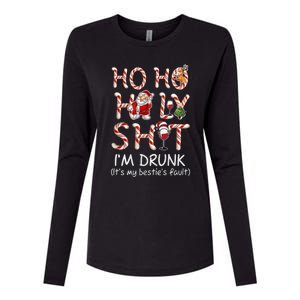 Ho Ho Holy Shit IM Drunk Wine Santa Christmas Gift Womens Cotton Relaxed Long Sleeve T-Shirt