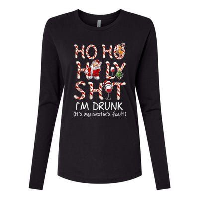 Ho Ho Holy Shit IM Drunk Wine Santa Christmas Gift Womens Cotton Relaxed Long Sleeve T-Shirt