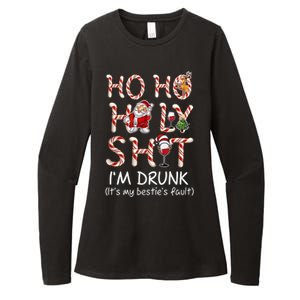 Ho Ho Holy Shit IM Drunk Wine Santa Christmas Gift Womens CVC Long Sleeve Shirt