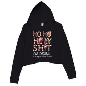 Ho Ho Holy Shit IM Drunk Wine Santa Christmas Gift Crop Fleece Hoodie