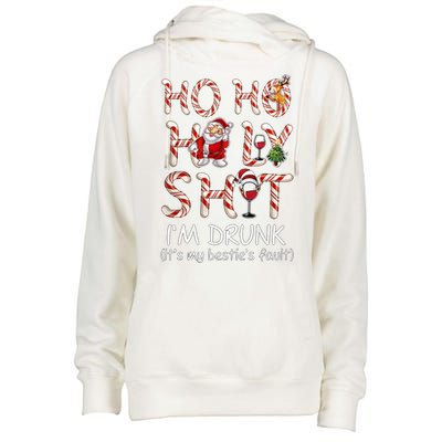 Ho Ho Holy Shit IM Drunk Wine Santa Christmas Gift Womens Funnel Neck Pullover Hood