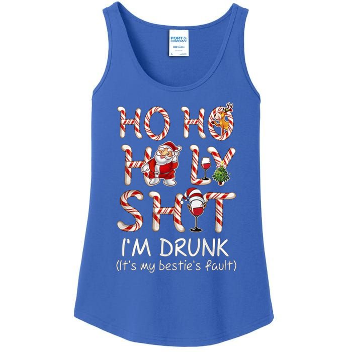 Ho Ho Holy Shit IM Drunk Wine Santa Christmas Gift Ladies Essential Tank