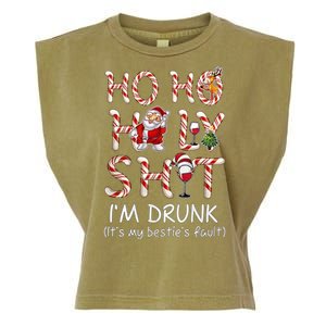 Ho Ho Holy Shit IM Drunk Wine Santa Christmas Gift Garment-Dyed Women's Muscle Tee