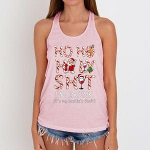 Ho Ho Holy Shit IM Drunk Wine Santa Christmas Gift Women's Knotted Racerback Tank