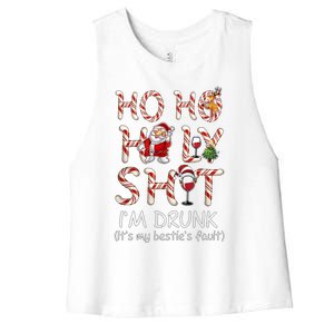 Ho Ho Holy Shit IM Drunk Wine Santa Christmas Gift Women's Racerback Cropped Tank