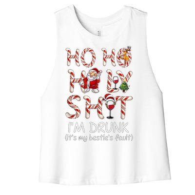 Ho Ho Holy Shit IM Drunk Wine Santa Christmas Gift Women's Racerback Cropped Tank