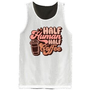 Half Human Half Coffee Funny Coffee Lover Mesh Reversible Basketball Jersey Tank