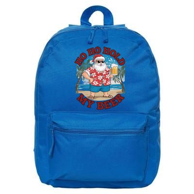 Ho Ho Hold My Beer Beach Santa Funny Christmas Great Gift 16 in Basic Backpack