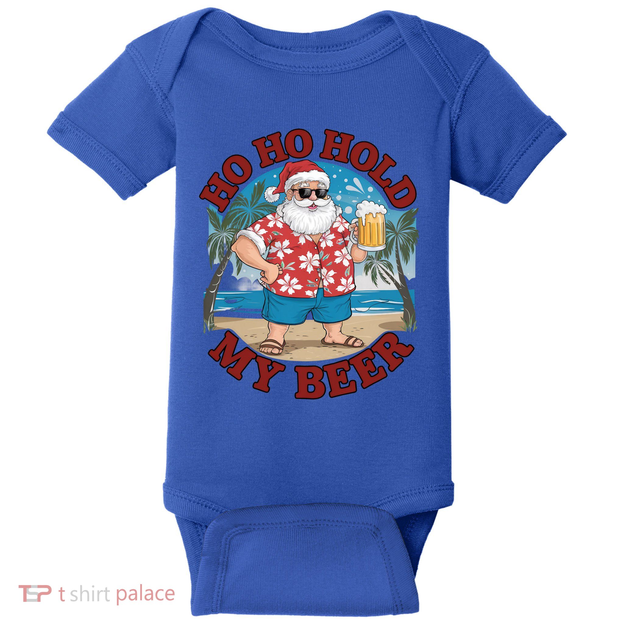 Ho Ho Hold My Beer Beach Santa Funny Christmas Great Gift Baby Bodysuit