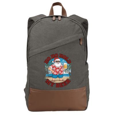 Ho Ho Hold My Beer Beach Santa Funny Christmas Great Gift Cotton Canvas Backpack