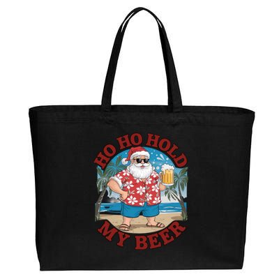 Ho Ho Hold My Beer Beach Santa Funny Christmas Great Gift Cotton Canvas Jumbo Tote