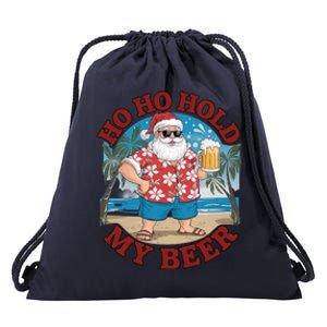 Ho Ho Hold My Beer Beach Santa Funny Christmas Great Gift Drawstring Bag