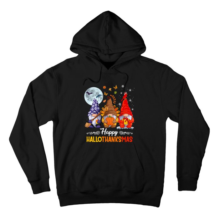 Happy HalloThanksMas Halloween Thanksgiving Christmas Gnomes Hoodie