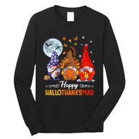 Happy HalloThanksMas Halloween Thanksgiving Christmas Gnomes Long Sleeve Shirt