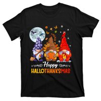 Happy HalloThanksMas Halloween Thanksgiving Christmas Gnomes T-Shirt