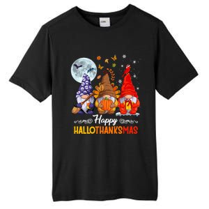 Happy HalloThanksMas Halloween Thanksgiving Christmas Gnomes Tall Fusion ChromaSoft Performance T-Shirt