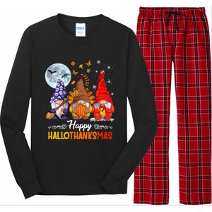 Happy HalloThanksMas Halloween Thanksgiving Christmas Gnomes Long Sleeve Pajama Set