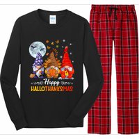 Happy HalloThanksMas Halloween Thanksgiving Christmas Gnomes Long Sleeve Pajama Set