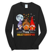 Happy HalloThanksMas Halloween Thanksgiving Christmas Gnomes Tall Long Sleeve T-Shirt