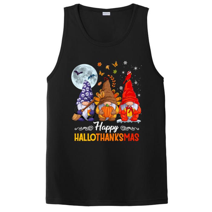 Happy HalloThanksMas Halloween Thanksgiving Christmas Gnomes PosiCharge Competitor Tank