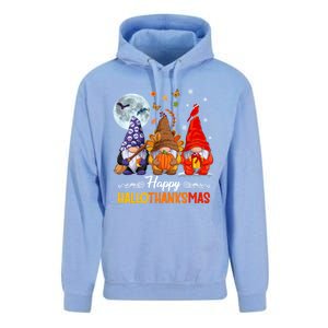 Happy HalloThanksMas Halloween Thanksgiving Christmas Gnomes Unisex Surf Hoodie