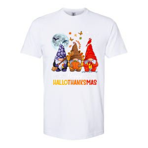 Happy HalloThanksMas Halloween Thanksgiving Christmas Gnomes Softstyle CVC T-Shirt