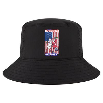 Ho Ho Hold Beer Santa Snow Usa Flag Xmas Party Christmas Gift Cool Comfort Performance Bucket Hat