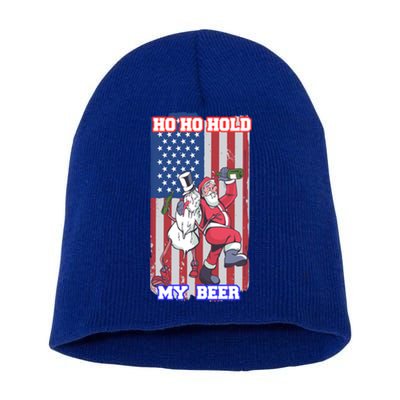 Ho Ho Hold Beer Santa Snow Usa Flag Xmas Party Christmas Gift Short Acrylic Beanie