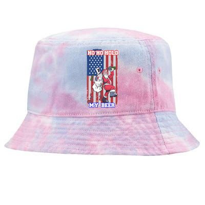 Ho Ho Hold Beer Santa Snow Usa Flag Xmas Party Christmas Gift Tie-Dyed Bucket Hat