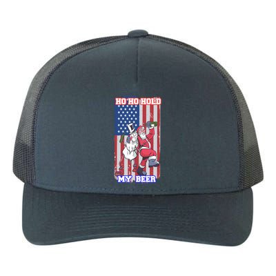 Ho Ho Hold Beer Santa Snow Usa Flag Xmas Party Christmas Gift Yupoong Adult 5-Panel Trucker Hat