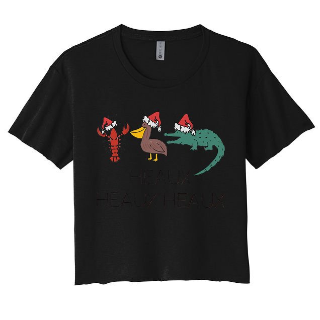 Heaux Heaux Heaux Funny Louisiana Cajun Christmas Holiday Crop Top