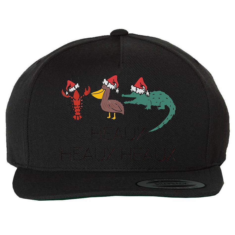 Heaux Heaux Heaux Funny Louisiana Cajun Christmas Holiday Wool Snapback Cap