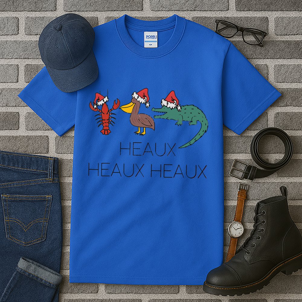 Heaux Heaux Heaux Funny Louisiana Cajun Christmas Holiday Tall T-Shirt
