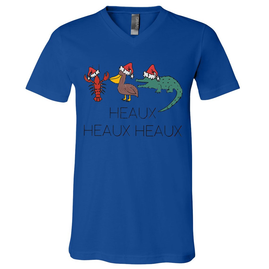 Heaux Heaux Heaux Funny Louisiana Cajun Christmas Holiday V-Neck T-Shirt