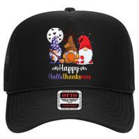 Happy HalloThanksMas Halloween Thanksgiving Christmas Gnomes High Crown Mesh Back Trucker Hat