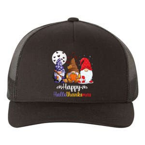 Happy HalloThanksMas Halloween Thanksgiving Christmas Gnomes Yupoong Adult 5-Panel Trucker Hat