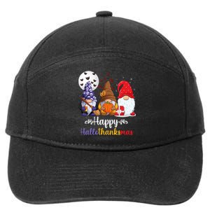 Happy HalloThanksMas Halloween Thanksgiving Christmas Gnomes 7-Panel Snapback Hat