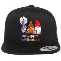 Happy HalloThanksMas Halloween Thanksgiving Christmas Gnomes Flat Bill Trucker Hat