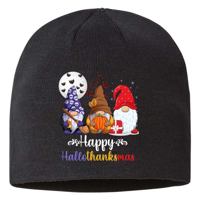 Happy HalloThanksMas Halloween Thanksgiving Christmas Gnomes Sustainable Beanie