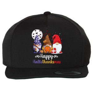 Happy HalloThanksMas Halloween Thanksgiving Christmas Gnomes Wool Snapback Cap