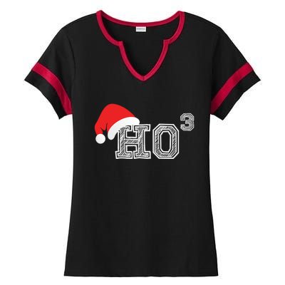 Ho Ho Ho X 3 Third Power Funny Christmas Holiday Humor Gift Ladies Halftime Notch Neck Tee